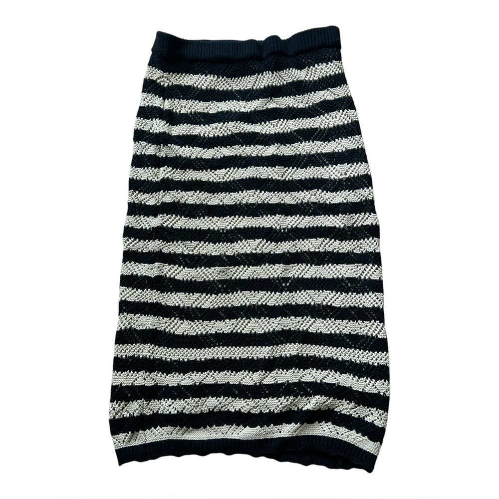 Freshman 1996 Urban Outfitters black and white striped crochet knit maxi skirt